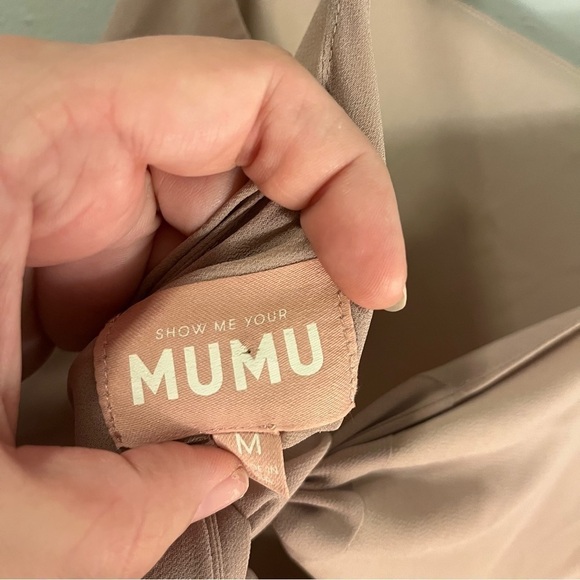 Show Me Your MUMU Lauren Tie Maxi Dress Soft Beige Chiffon Medium - Picture 6 of 8